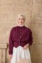 Women's Short Shirt with Waistband, Burgundy