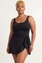 Women's Plus Size Swimsuit and Pareo Set Round Neck Sleeveless Plain Knitted Fabric Two-Piece Beach Set - 4