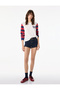 Cotton Long Sleeve Crew Neck T-Shirt with Printed Stripes on the Back - 2