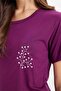 Women's Standard Fit Regular Cut Crew Neck Short Sleeve Printed Purple Pajama Set - 5