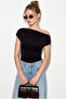 Women's Black Coffee Degaje Collar Side Gathered Detailed Lycra Double Blouse 6157 60286227 - 2