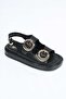 Laceless Buckle Poly Sole Genuine Leather Open Back Sandals 341-1119 Women's Sandals - 8