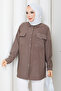 Women's Stone Embellished Pocketed Shirt Tunic - 5