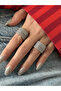 Steel Design Stone Ring - 2