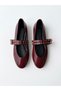 Women's Burgundy Double-Strapped Studded Round-Toe Ballerinas - 3