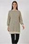Women's Crew Neck Striped Viscose Black Hijab Tunic - 5