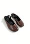 Novera Bitter Brown Cracked Patent Leather Banded Toe Detail Women's Slippers