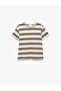Crew Neck Short Sleeve Striped Oversize T-Shirt