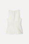 Women's Off-White Fitted U-Neck Sleeveless Linen Blouse - 4