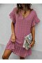 Women's Polka Dot Short Sleeve Chiffon Dress - 2