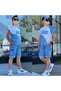 Boy Style Embroidered Shorts and Hat Men's Set - 2