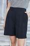 Women's Silky Soft Textured Modal Fabric High Waist Side Pockets Pleated Shorts-Black - 4