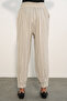 Women's Striped Linen Trousers 30102 - Black - 6