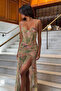 Women's Digital Printed Slit Tulle Dress 6030