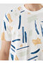 Xside Ecru Crew Neck Printed Combed Cotton Mens T-Shirt - 3