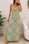 New Season Women's Rope Strap V-Neck Patterned Long Summer Dress - 3