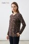 Women's Brown Silhouette Print Patterned Glitter Lycra Mother Combed Cotton Blouse - 2