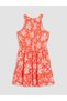 Orange Halter Neck Floral Girl's Dress - 2