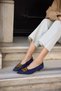Brasil Women's Navy Blue Genuine Leather Suede Mini Heel Stiletto - 2