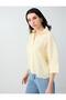 Light Yellow Shirt Collar Three-Quarter Sleeve Modal Woven Blouse