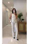 Dlvin Golf Ecru Metal Button Detailed Striped Vest and Pants Set - 6