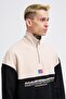 Men's Yoke Detail Sweatshirt Black-Light Beige - 2