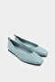 Caddy Genuine Leather Flat Women's Baby Blue Classic Ballerinas - 2