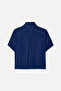 Women's Navy Blue Oversize Short Sleeve Linen Shirt - 2