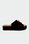Porto Gold Accessory Detailed Women's Black Genuine Leather Slippers - 2