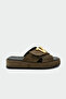 Porto Gold Accessory Detailed Women's Khaki Genuine Leather Slippers - 2