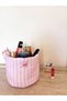 Powder Pink Striped Liquid-Proof Large Organizer Basket Closet Organizer Makeup Bag Fabric Organizer - 7