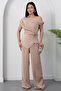 Wide Collar Buckle Symmetrical Blouse Double Set Grs3963