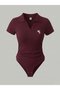 Polo Collar Ribbed Lycra Premium Bodysuit - 4
