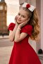 Girl's Red Dress with Back Button and Low-Cut Detail and Lining Inside - 6