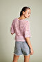 Lace-Detail Tricot Blouse Pink - 4