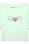 Crew Neck Cotton T-Shirt with Stone Detail and Heart Print Short Sleeves - 3
