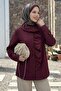 Burgundy Shirt with Ruffles on the Front and Collar