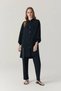 Button Detailed Flowy Navy Blue Tunic with Flap Pockets 1655 - 3