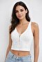 White Crop with Zipper Detail and Straps - 2