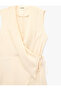 X Melis Ağazat - Asymmetrical Cut Double-Breasted Draped Long Vest with Tie Detail - 7