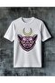 Devil Cat Moon Symbol Printed Oversize T-Shirt