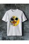 Sari Canavar Goz Mavi Printed Oversize T-Shirt