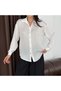 Ecru Gold Button Detailed Pinstripe Satin Shirt - 3