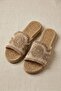 Women's Macrame Knitted Detailed Slippers Mink