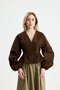 Women's Brown Waist Elastic Detailed Poplin Unlined Jacket 31039