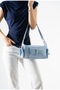 Women's Stylishly Designed Baby Blue Hand and Shoulder Bag with Pocket Detail