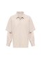Double sleeve detailed relaxed fit striped shirt