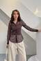 Brown Body Detailed Transparent Striped Blouse - 4