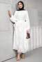 White Balloon Sleeve Dress with Skirt
