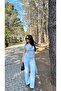 Women's Baby Blue Degaje Collared Blouse Pants Soft Modal Cotton Set - 4